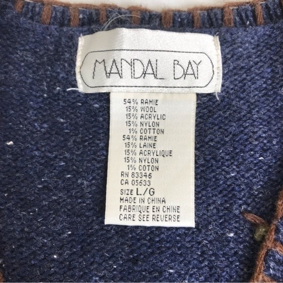 Mandal Bay Teddy Bear Blue Button Front V Neck Long Sleeve Cardigan Size Large - Picture 7 of 12